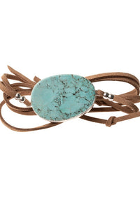 Suede/Stone Wrap in Turquoise/Silver