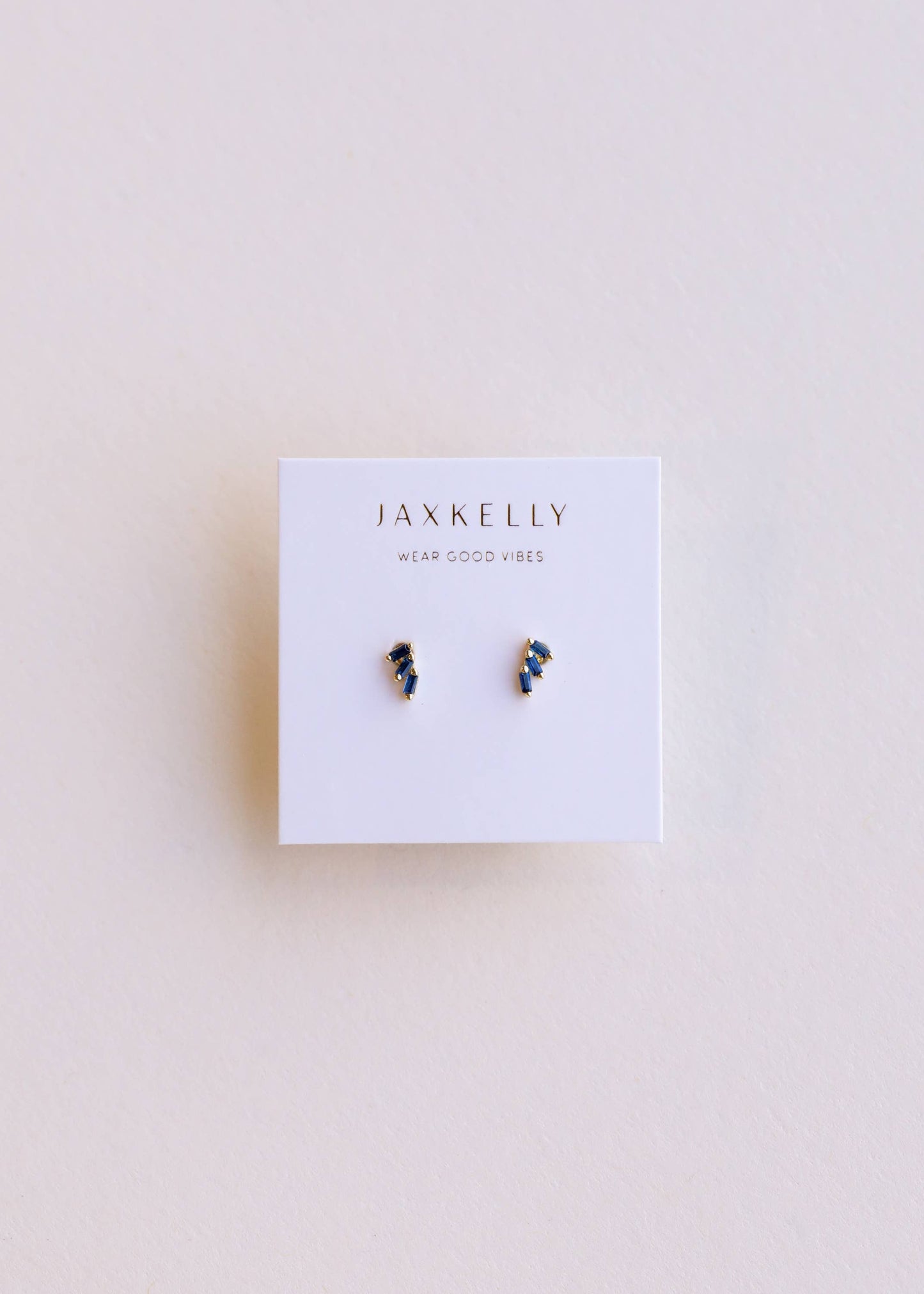Offset Trio - Sapphire - Gold Earrings