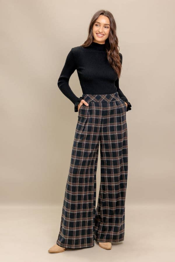 
                      
                        Claire Wide Leg Plaid Pants
                      
                    