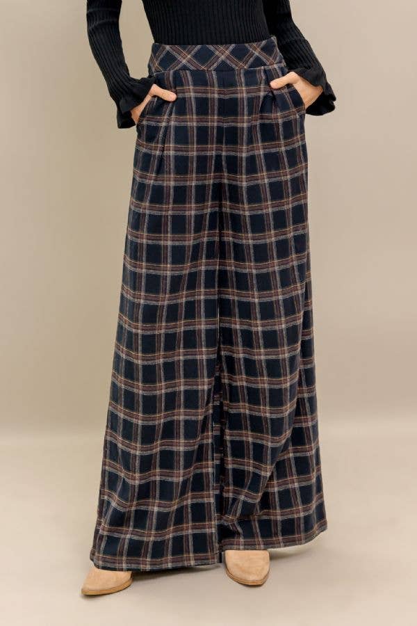 Claire Wide Leg Plaid Pants