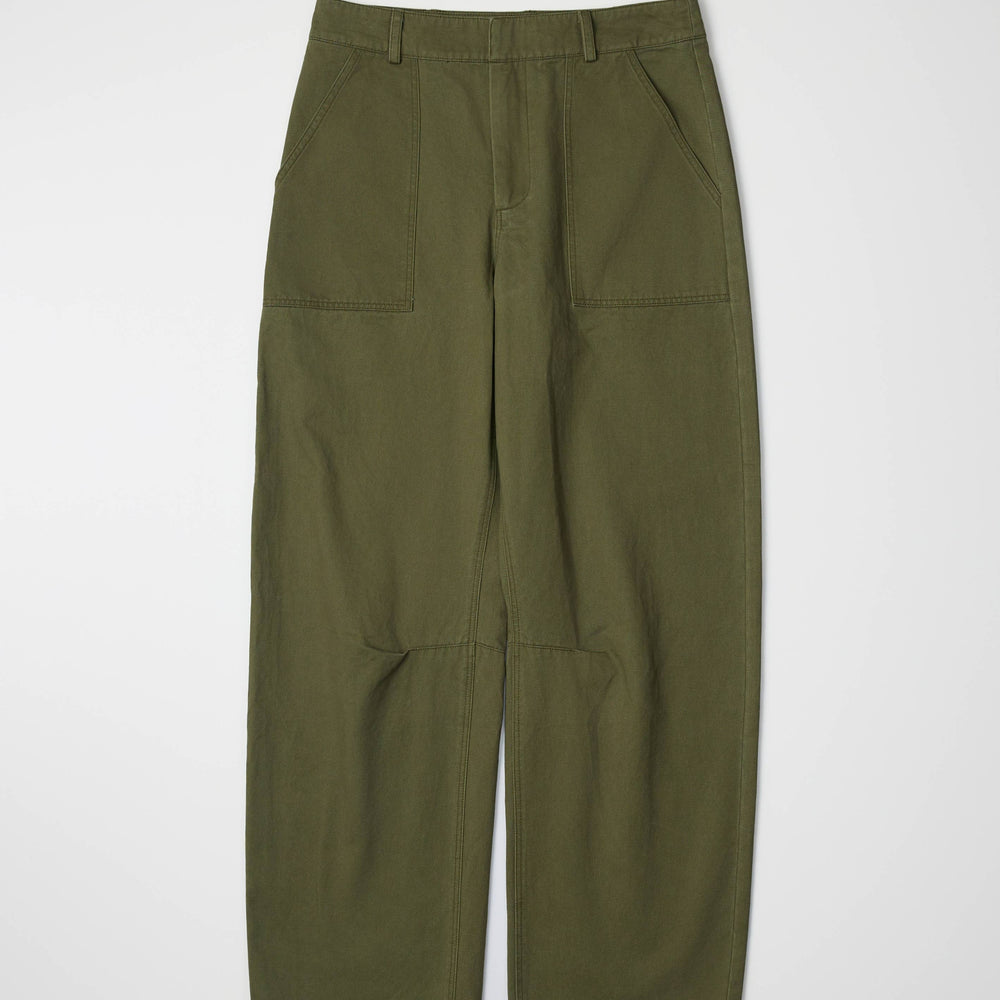 The Chandler Pants - Olive Cotton Barrel Pants