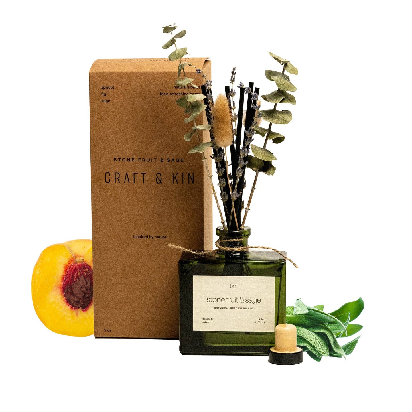 Stone Fruit & Sage Reed Diffuser with Flowers