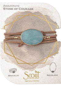 Suede/Stone Wrap in Amazonite/Gold