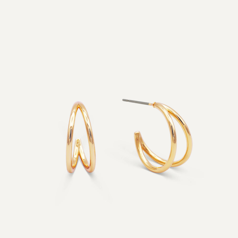Illusion Double Hoop - Gold Earrings