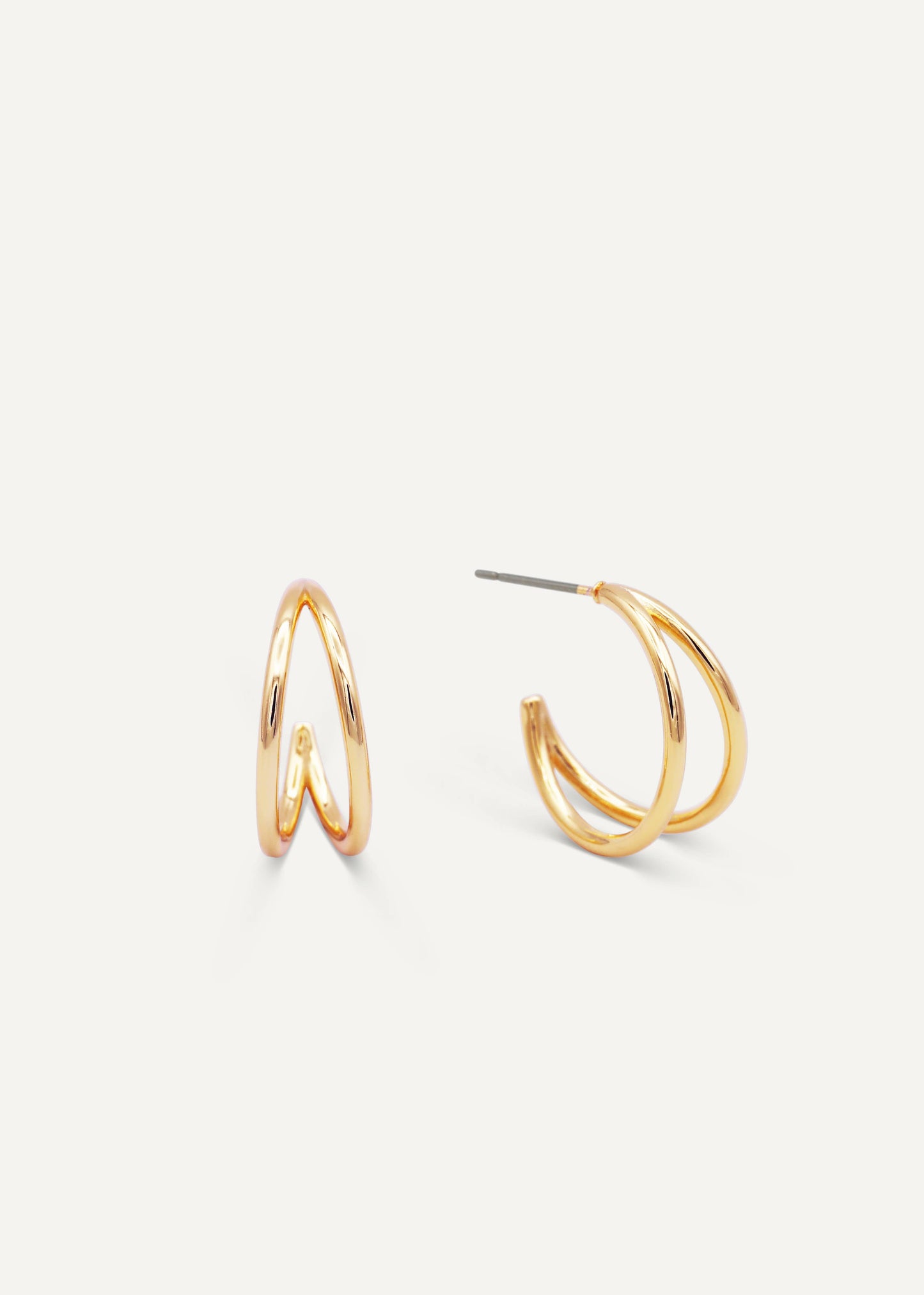 Illusion Double Hoop - Gold Earrings