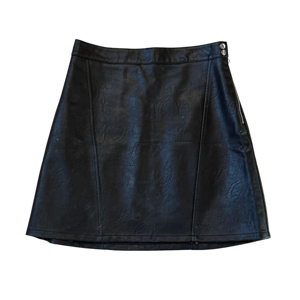 Pre-loved Black Vegan Leather Mini Skirt - Size S