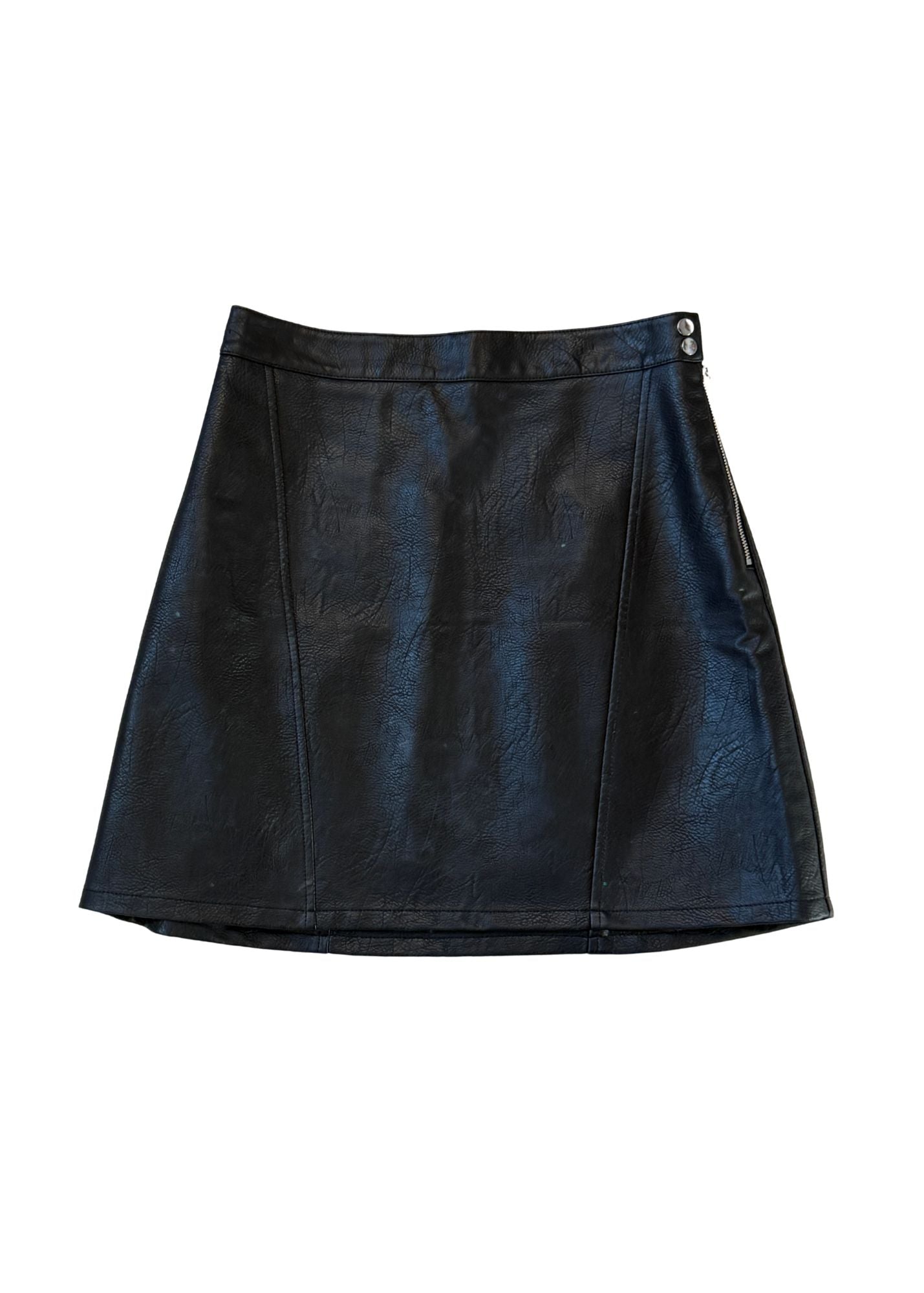 Pre-loved Black Vegan Leather Mini Skirt - Size S