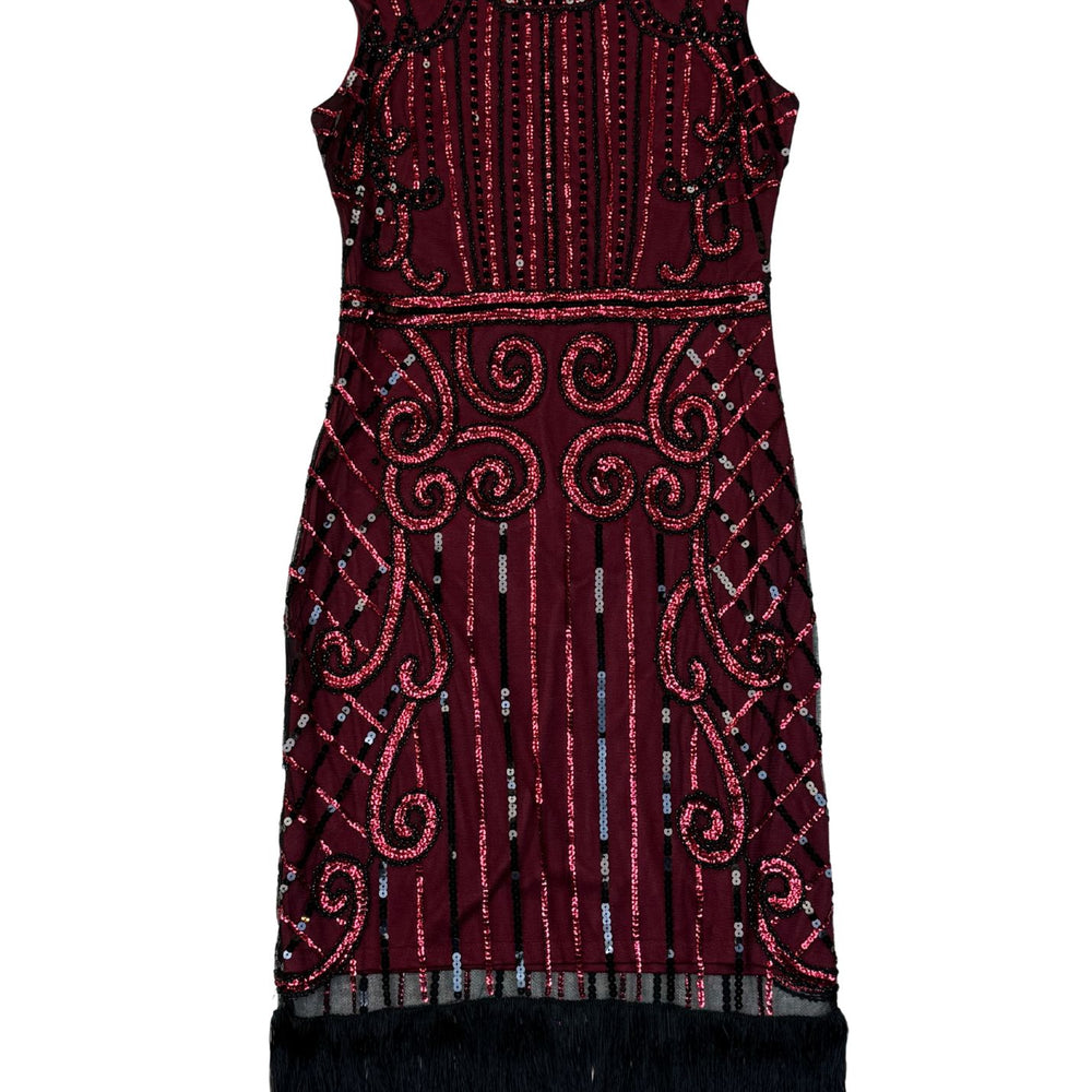 Pre-loved Flapper Style Wine Sequin Dress - Size M