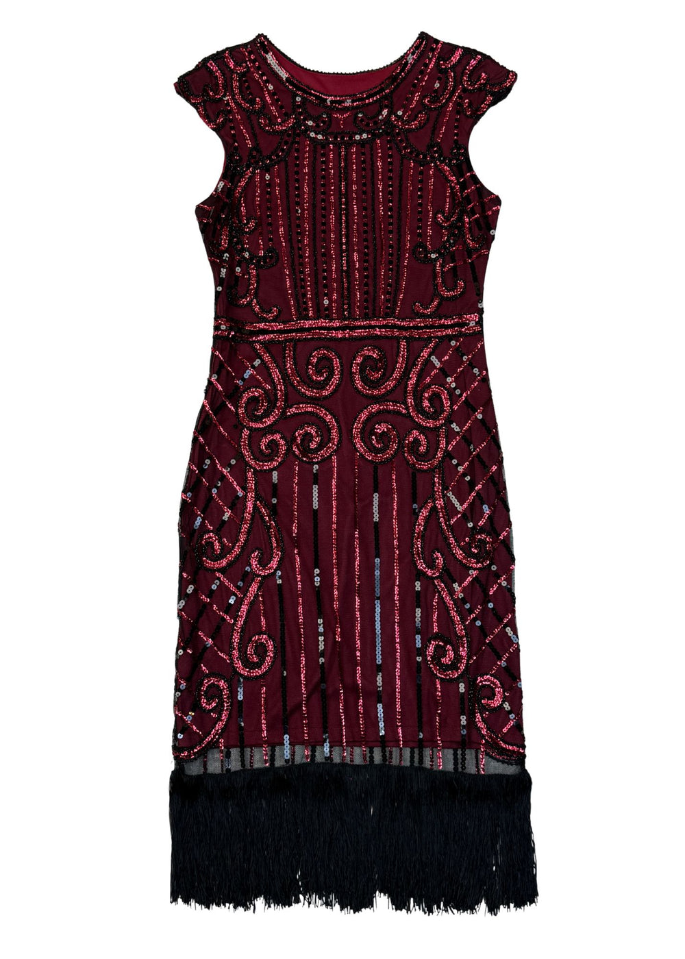 Pre-loved Flapper Style Wine Sequin Dress - Size M