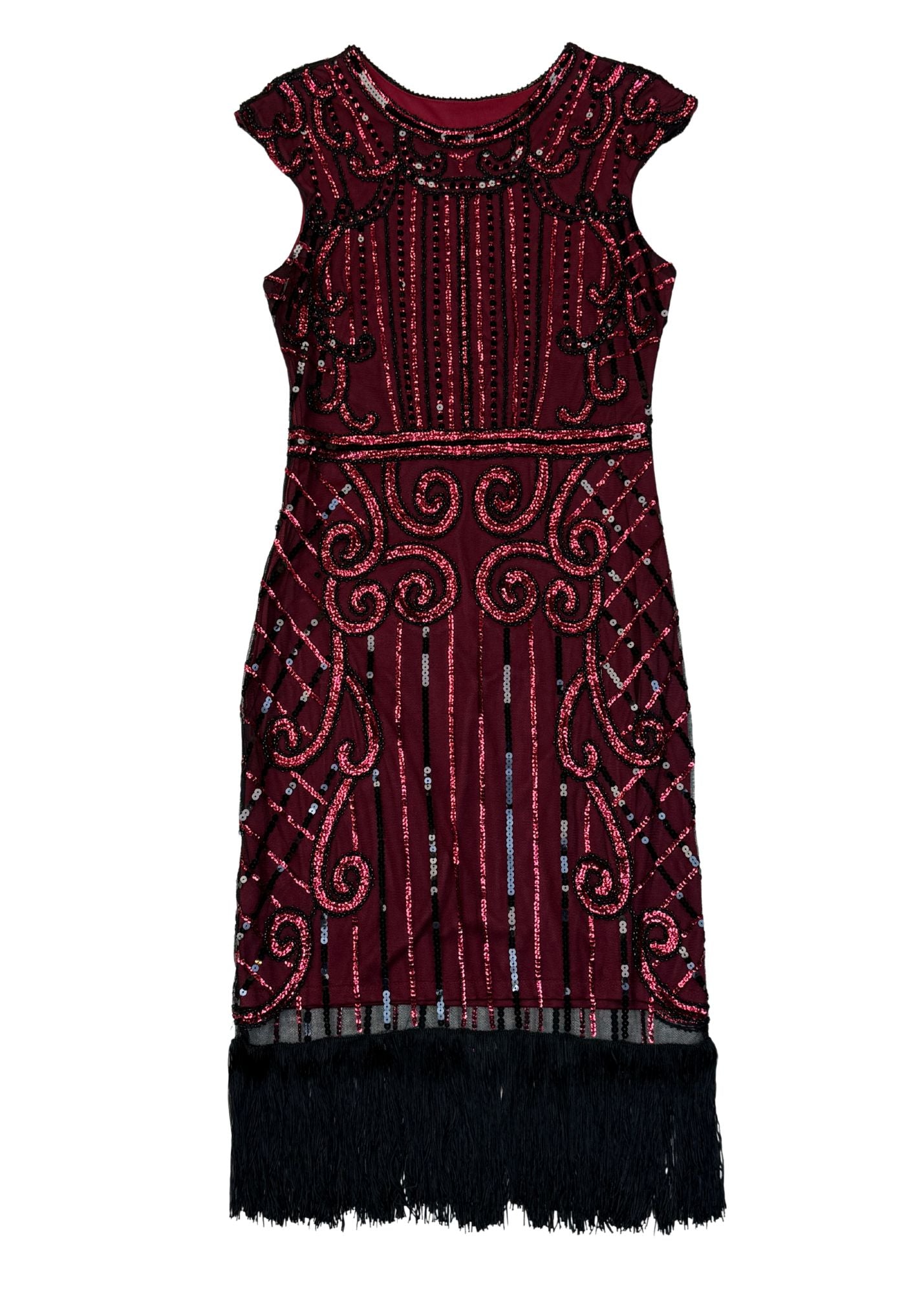 Pre-loved Flapper Style Wine Sequin Dress - Size M