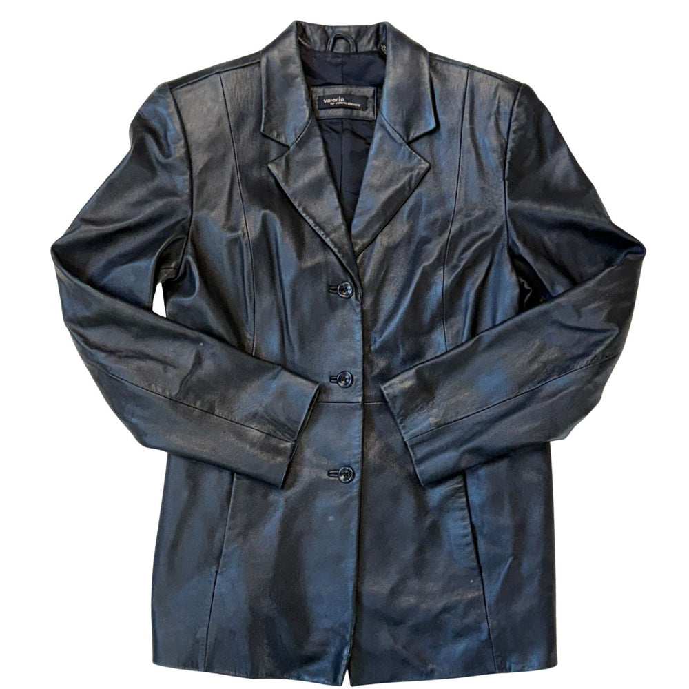 Pre-loved Valerie Stevens Black Leather Blazer - Size M