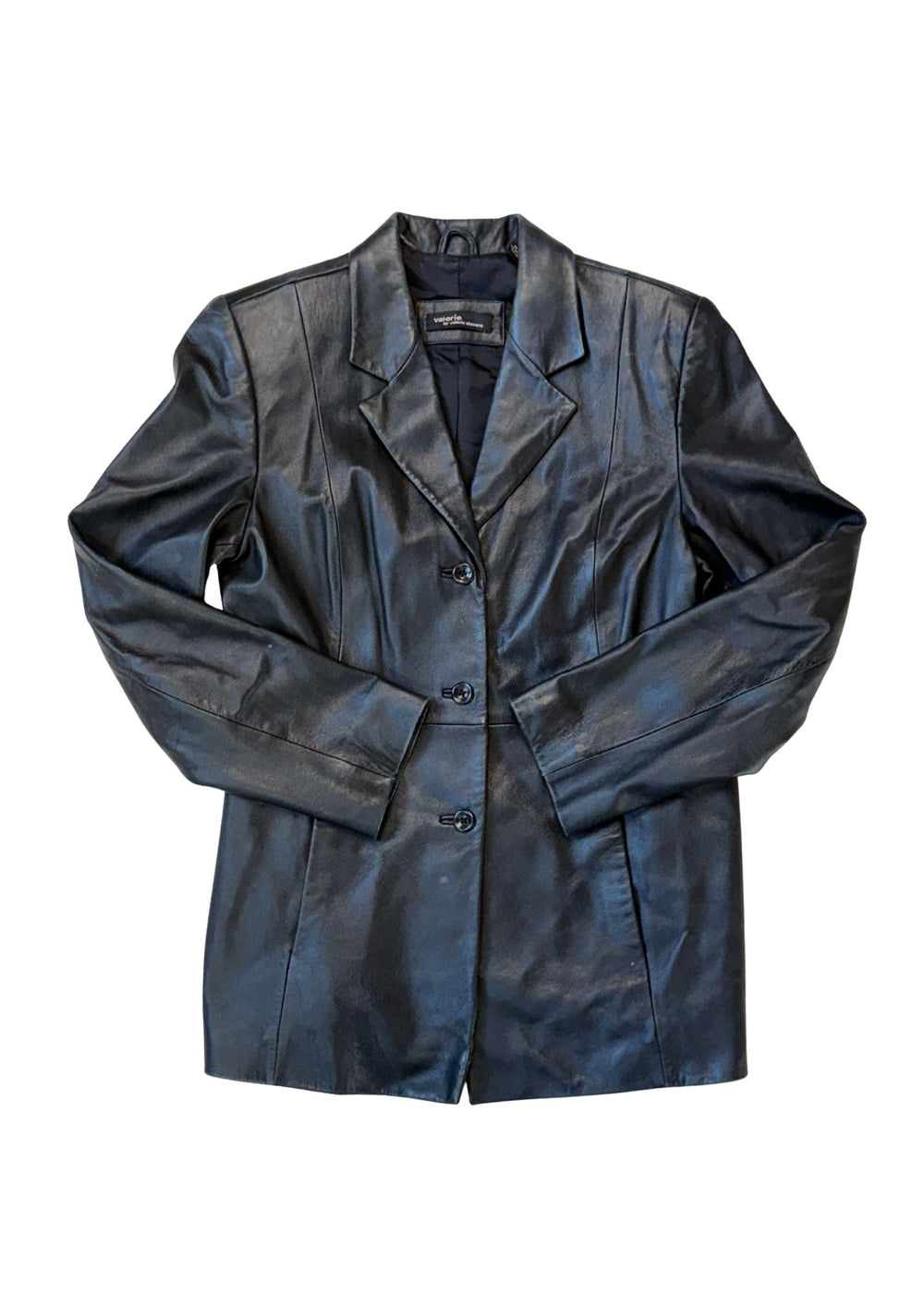 Pre-loved Valerie Stevens Black Leather Blazer - Size M