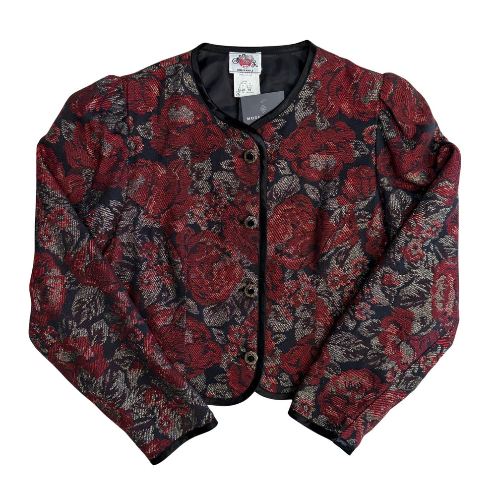 Vintage Lang Red Rose Crop Jacket - Size XL