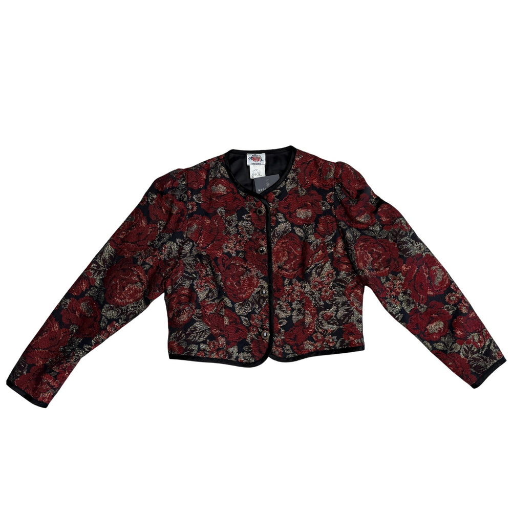 Vintage Lang Red Rose Crop Jacket - Size XL