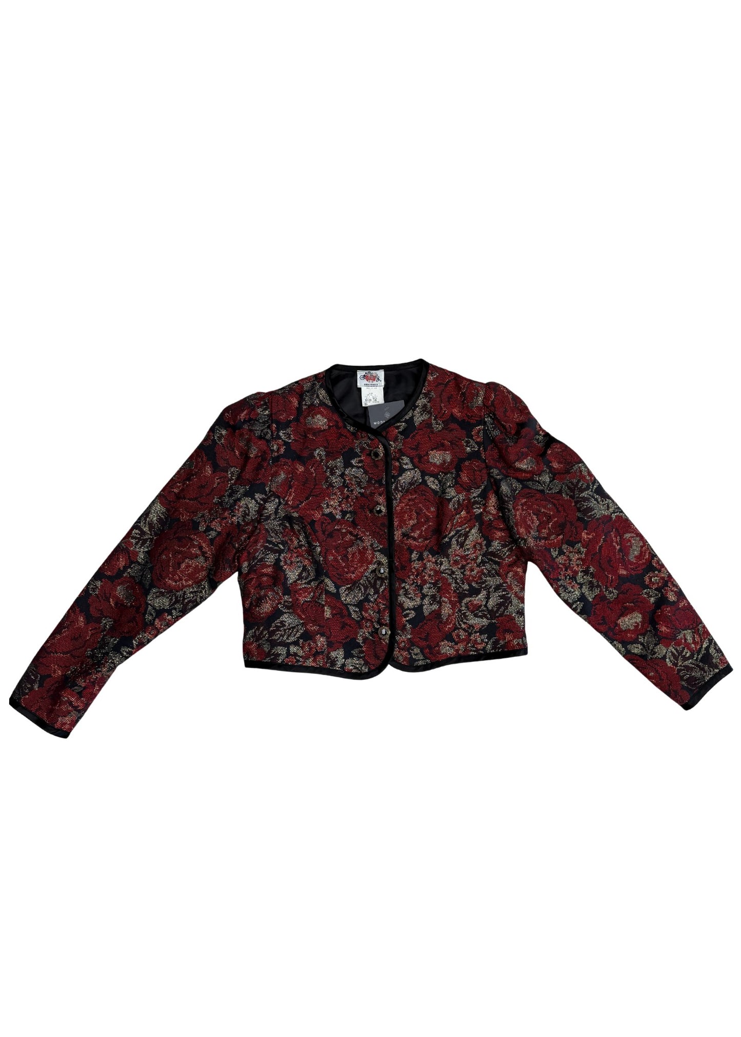Vintage Lang Red Rose Crop Jacket - Size XL