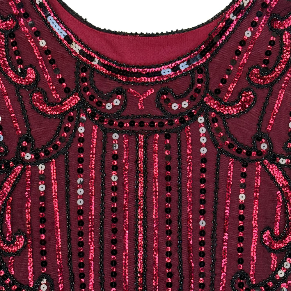 Pre-loved Flapper Style Wine Sequin Dress - Size M