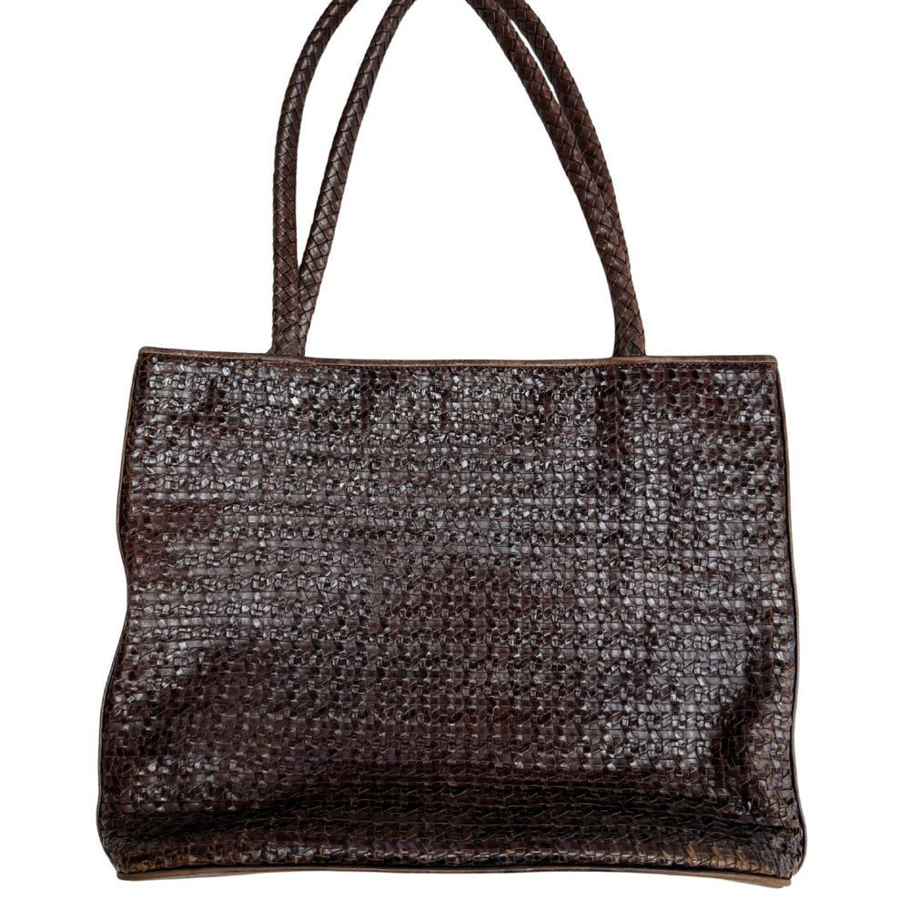 Pre-loved Cole Haan Brown Woven Leather Tote