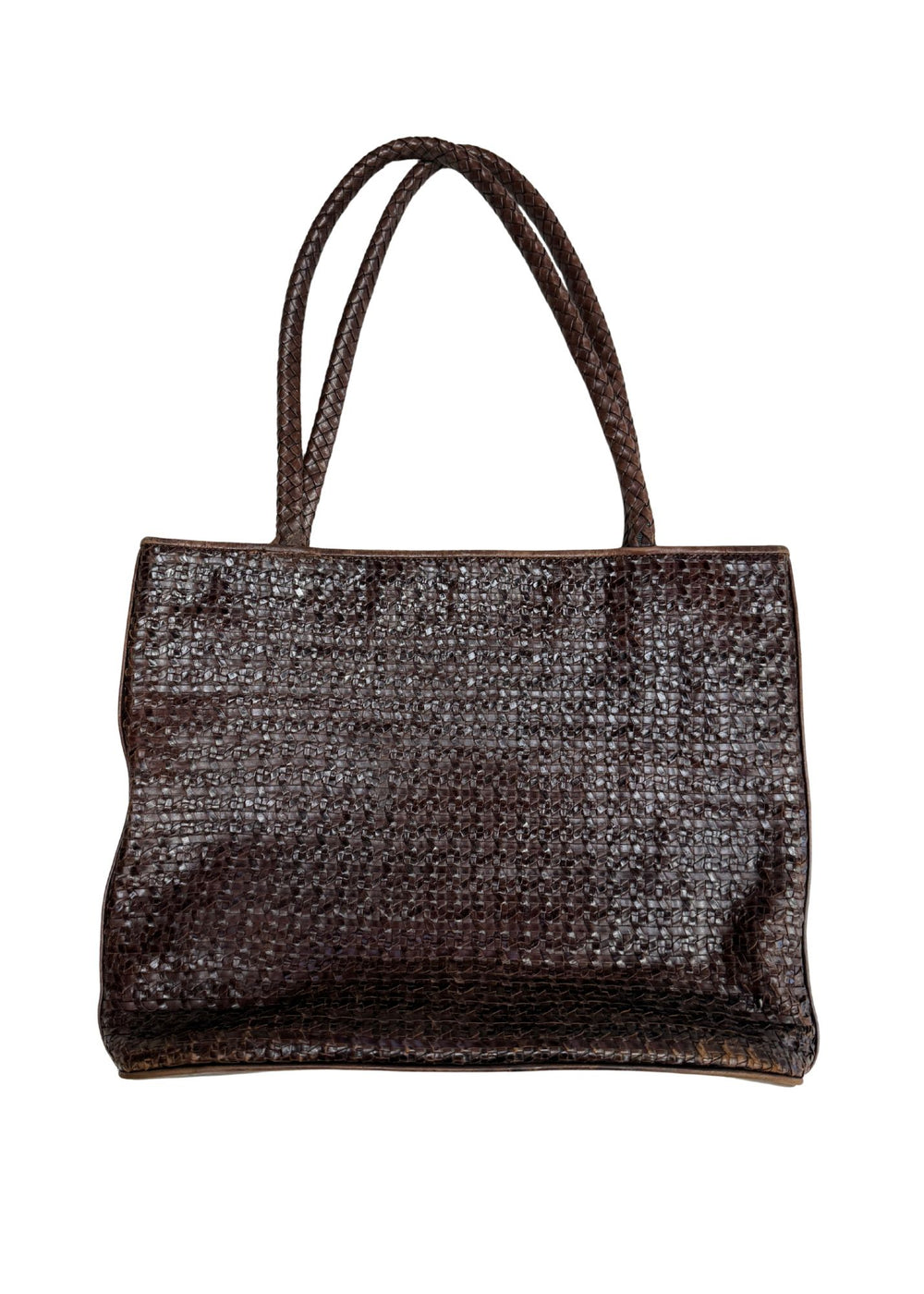 Pre-loved Cole Haan Brown Woven Leather Tote