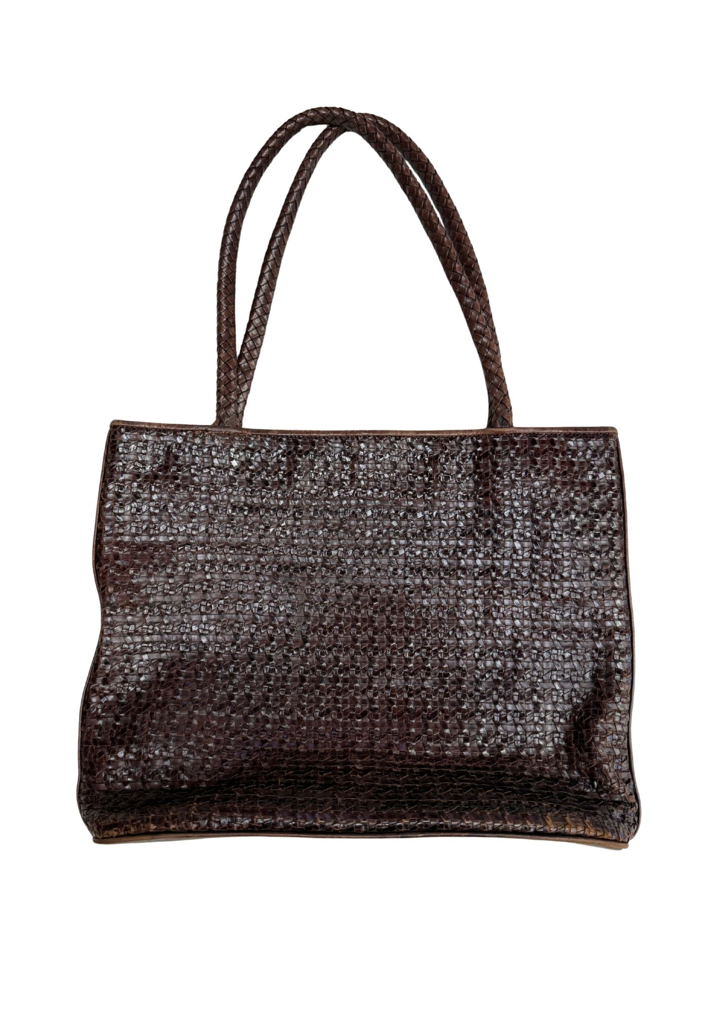 Pre-loved Cole Haan Brown Woven Leather Tote