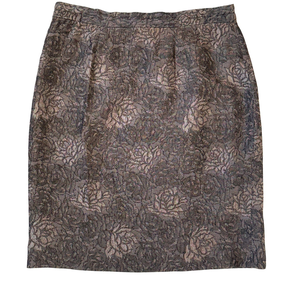 Vintage Mauve Rose Pattern Skirt - Size S