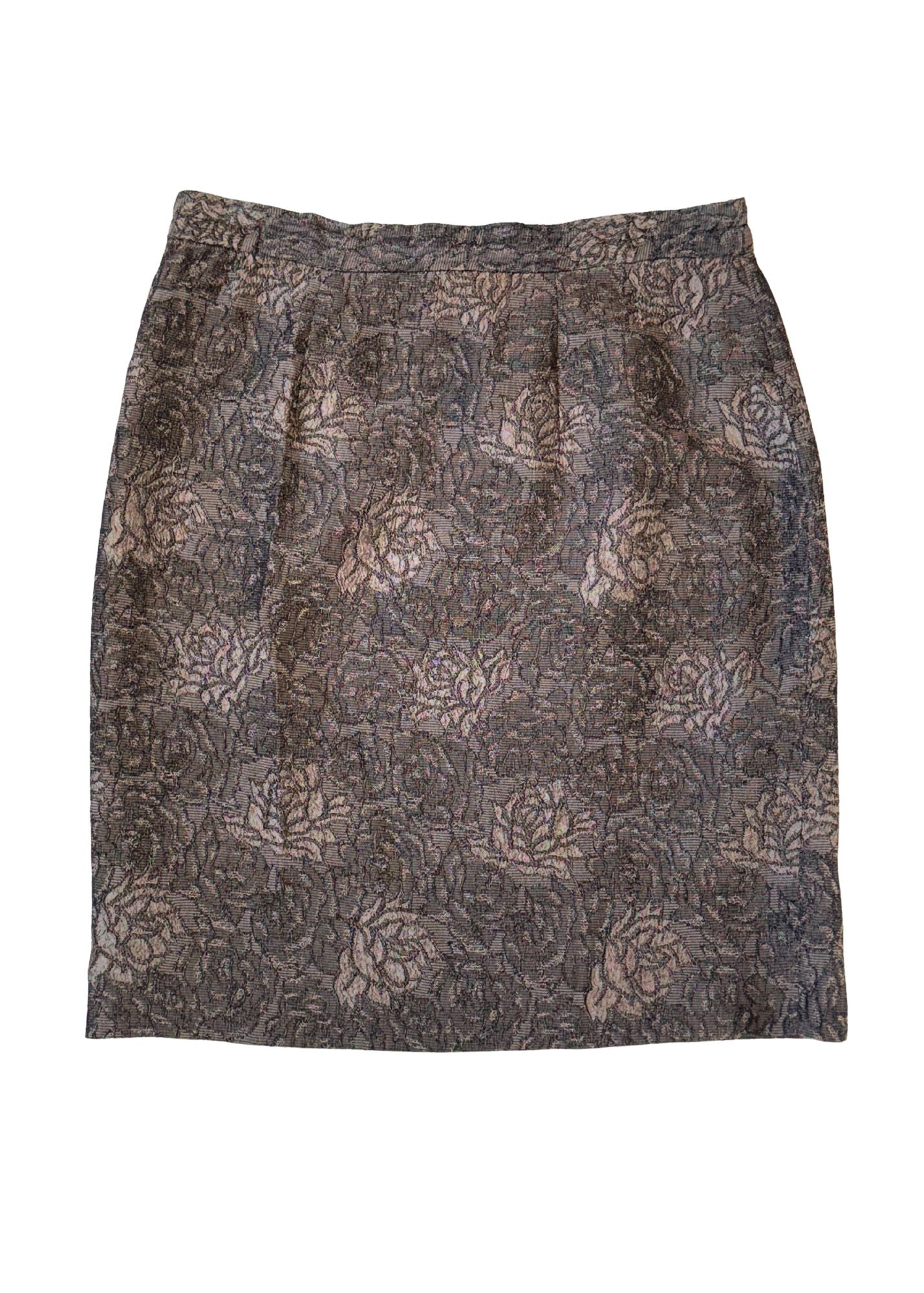 Vintage Mauve Rose Pattern Skirt - Size S