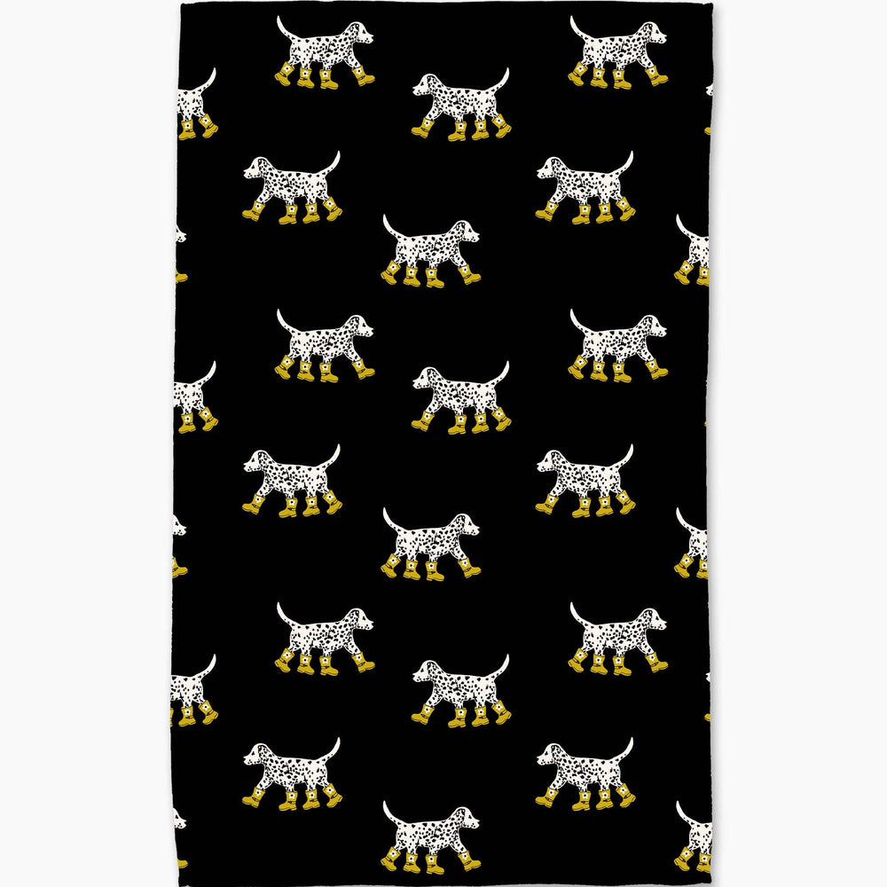 Dalmatian In Boots Black Tea Towel