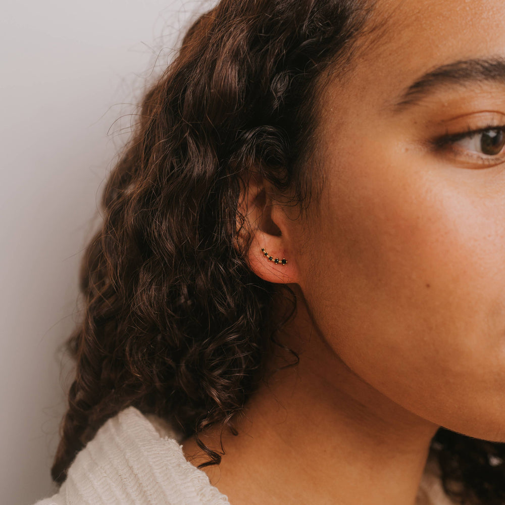 
                      
                        Crawler - Black CZ - Gold Earrings
                      
                    