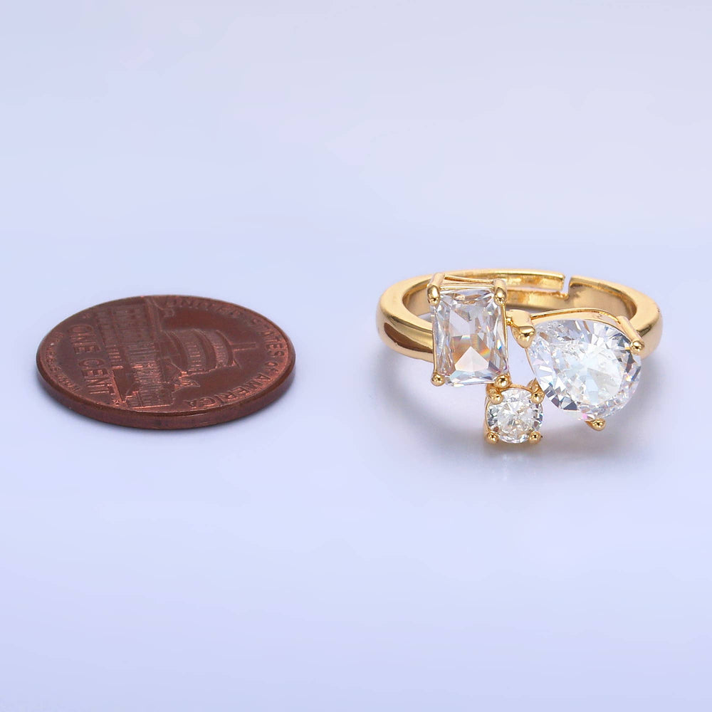 Multi Shape Clear CZ Stone Ring