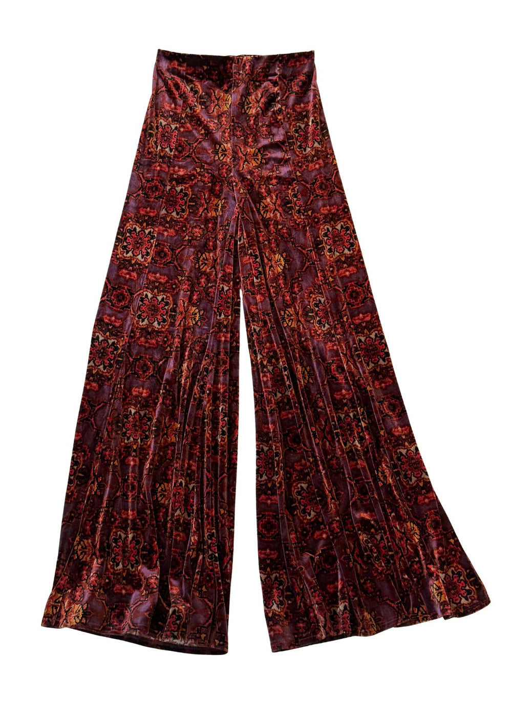 Pre-loved Velvet Patterned Flared Trousers - Size S