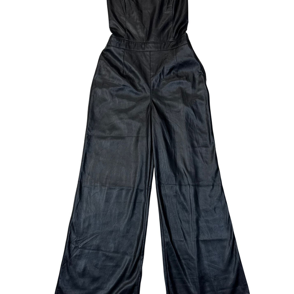 Pre-loved Good American Vegan Leather Lace-Up Back Jumpsuit - Size S