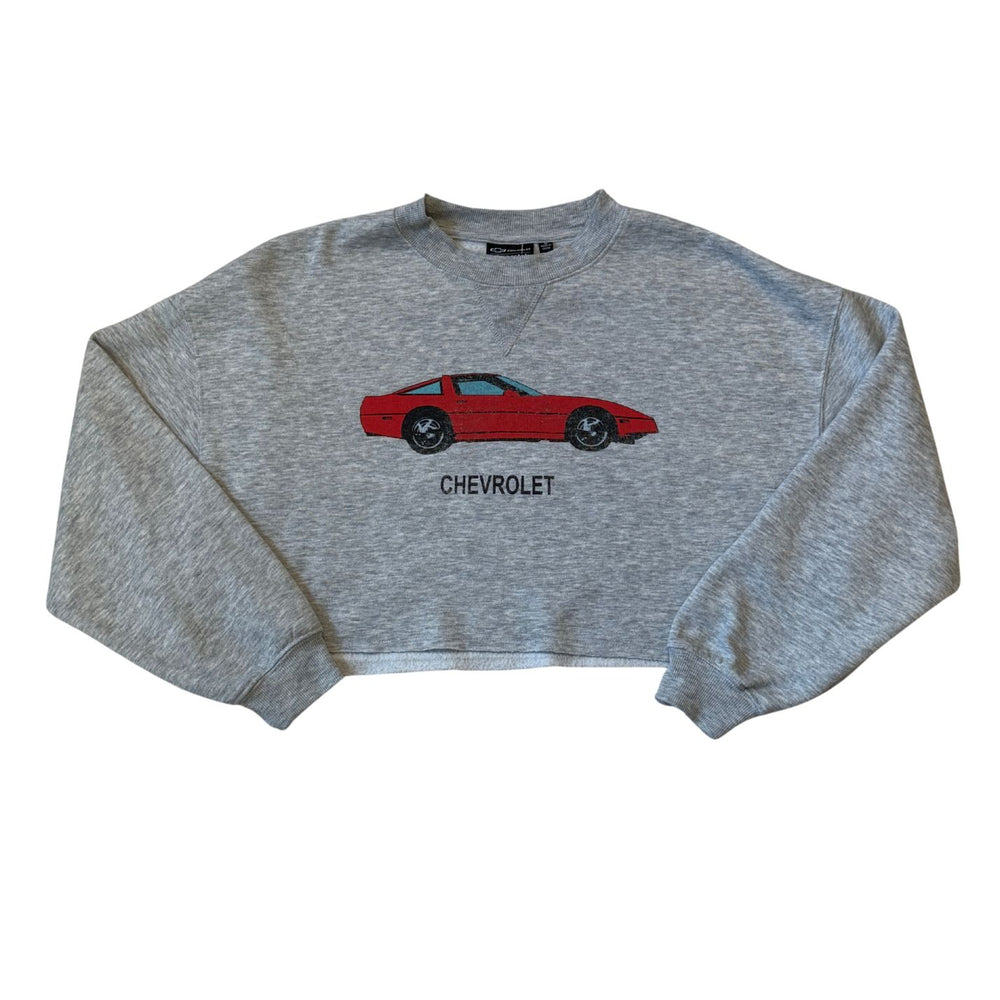 Pre-loved Chevrolet Cropped Gray Sweatshirt - Size S