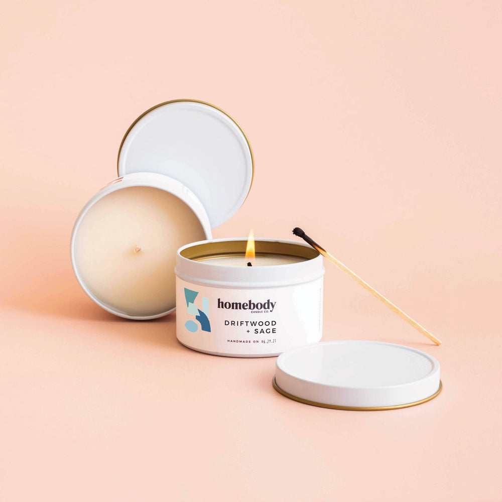 Driftwood + Sage Tin Candle