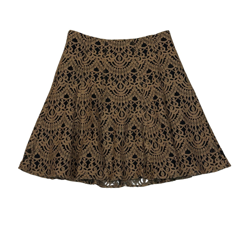 Pre-loved Nanette Lepore Black & Tan Lace Pattern Mini Skirt - Size S