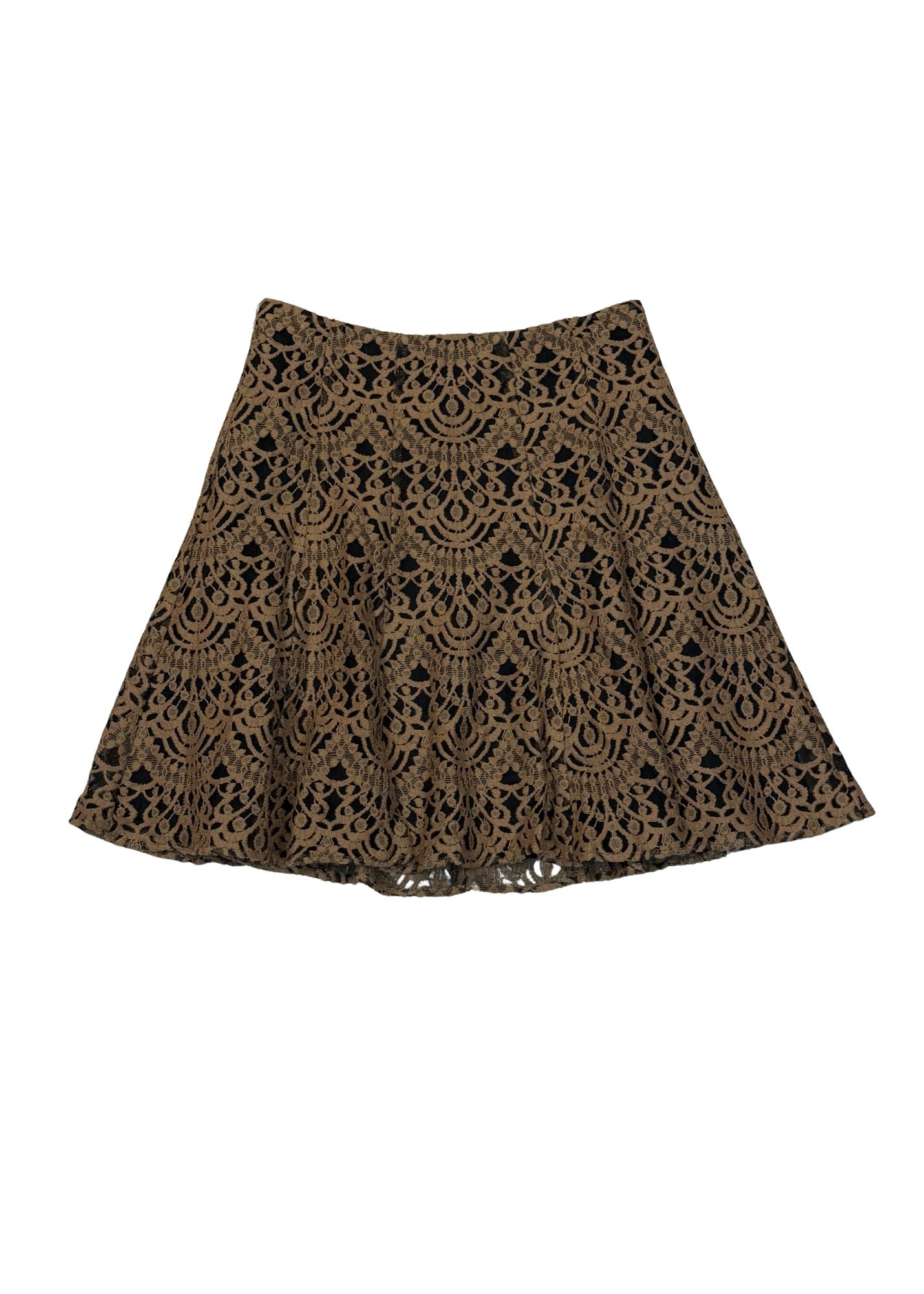 Pre-loved Nanette Lepore Black & Tan Lace Pattern Mini Skirt - Size S