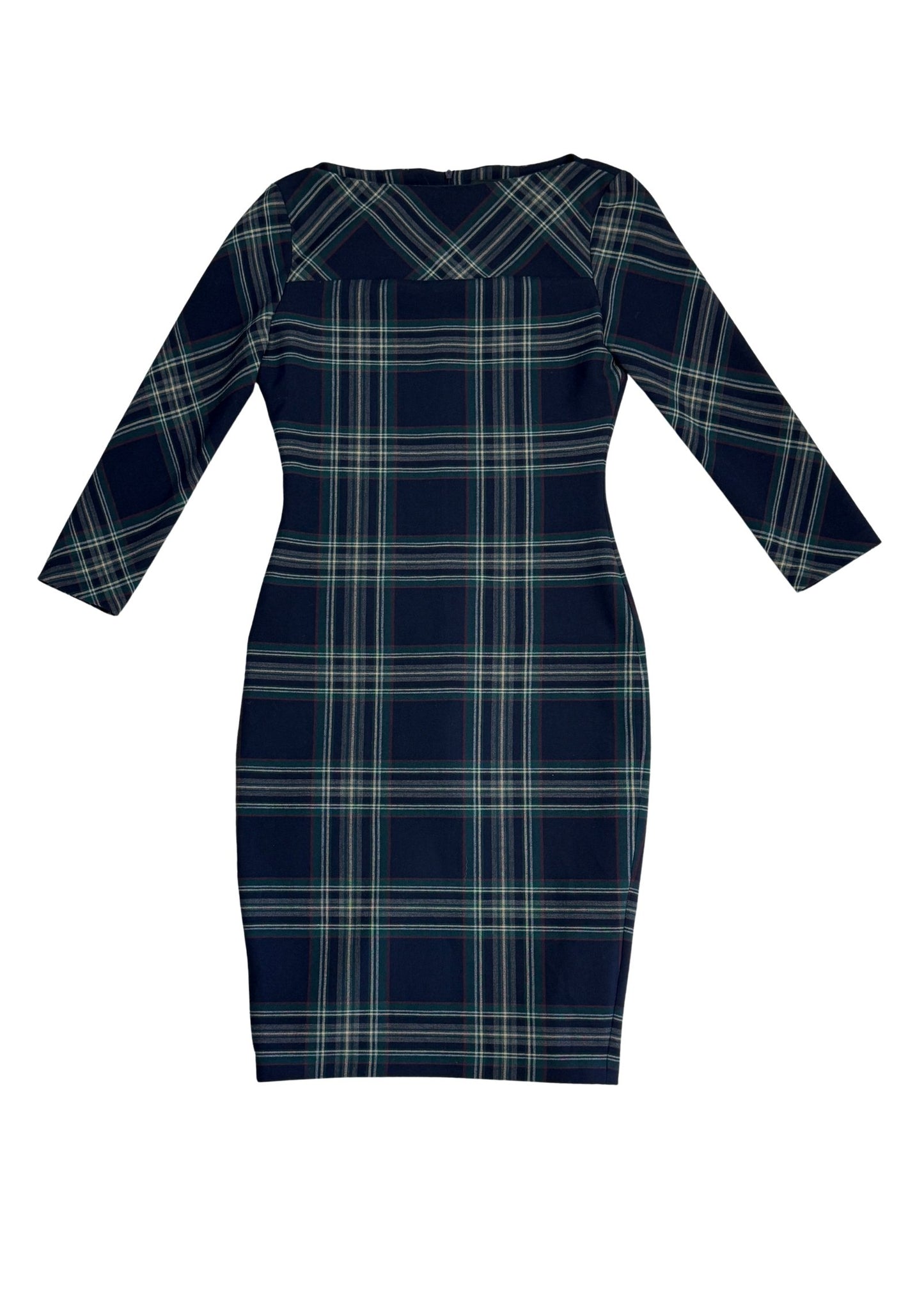 Pre-loved Navy Plaid Dress - Size M