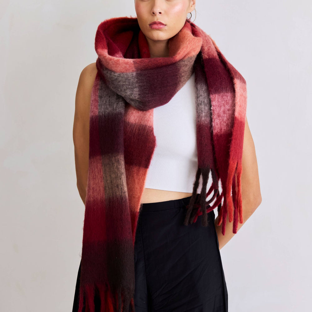 
                      
                        The Reykjavik Scarf - 100% Recycled - Burgundy check
                      
                    