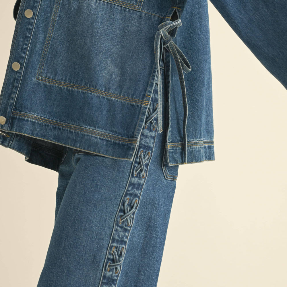 
                      
                        Tied On The Side Denim Jacket
                      
                    