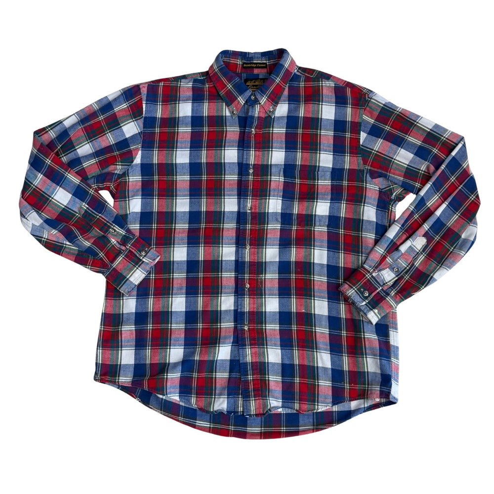 Pre-loved Blue and Red Plaid Unisex Flannel - Size L