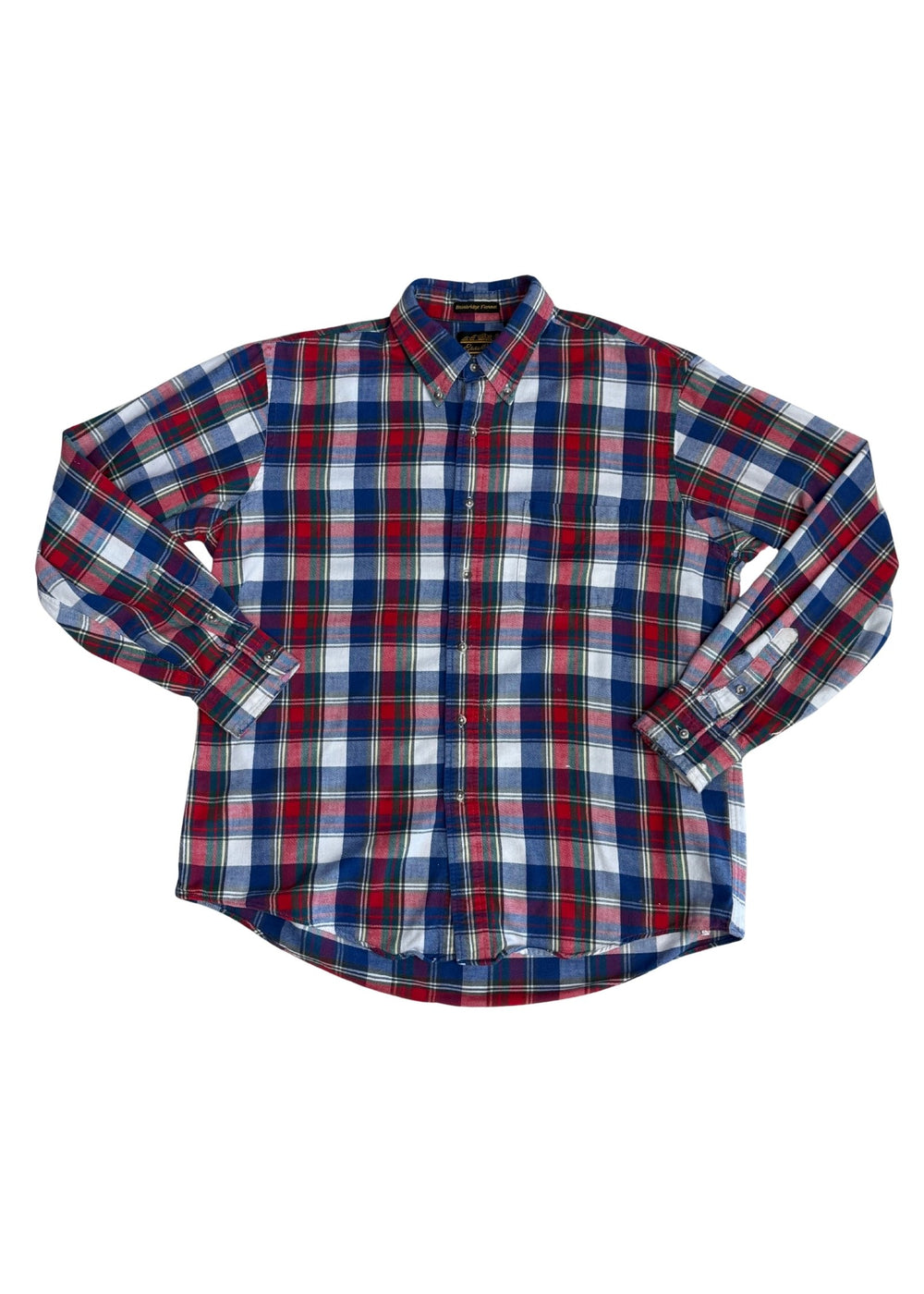 Pre-loved Blue and Red Plaid Unisex Flannel - Size L