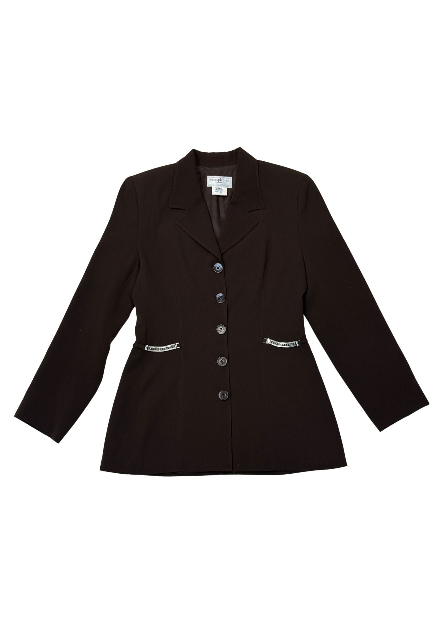 Pre-loved Vertigo Chocolate Brown Chain Detail Blazer - Size M