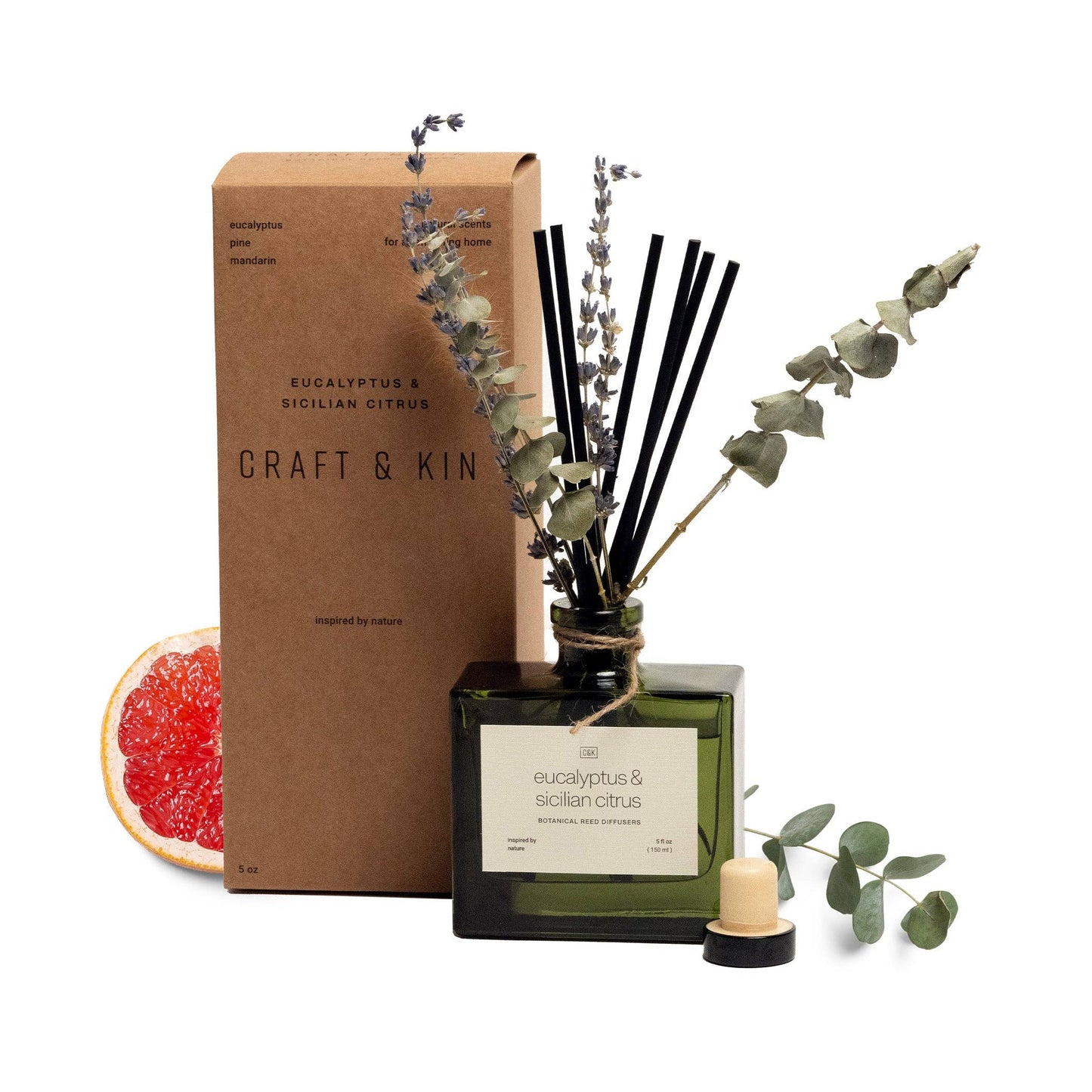 Eucalyptus & Sicilian Citrus Reed Diffuser with Flowers