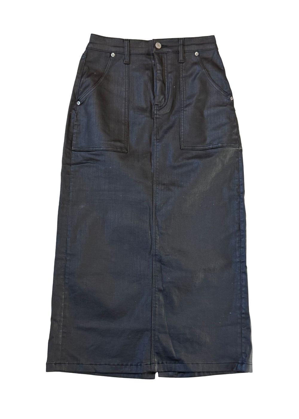 Pre-loved Daze Coated Black Denim Skirt - Size M