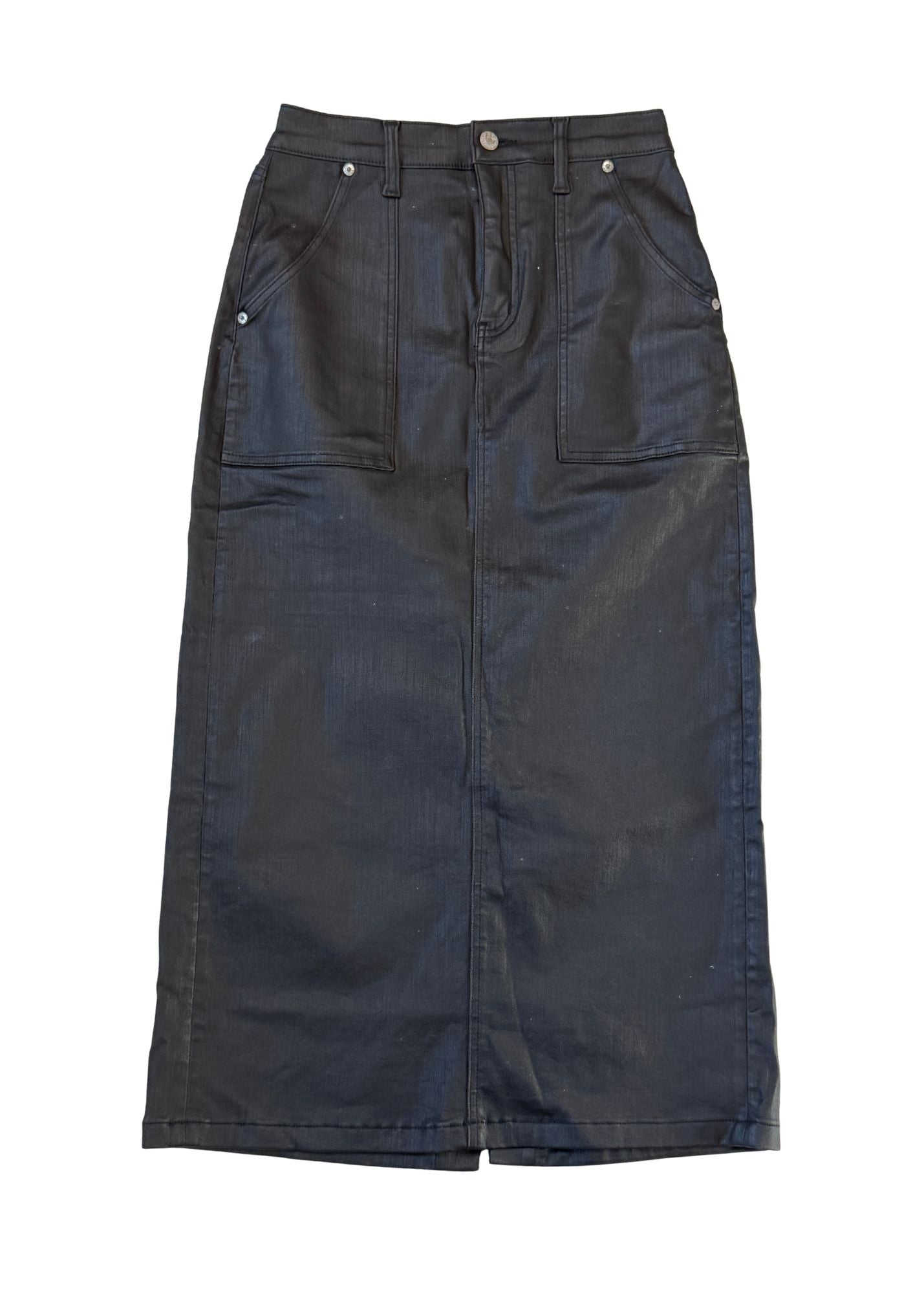 Pre-loved Daze Coated Black Denim Skirt - Size M