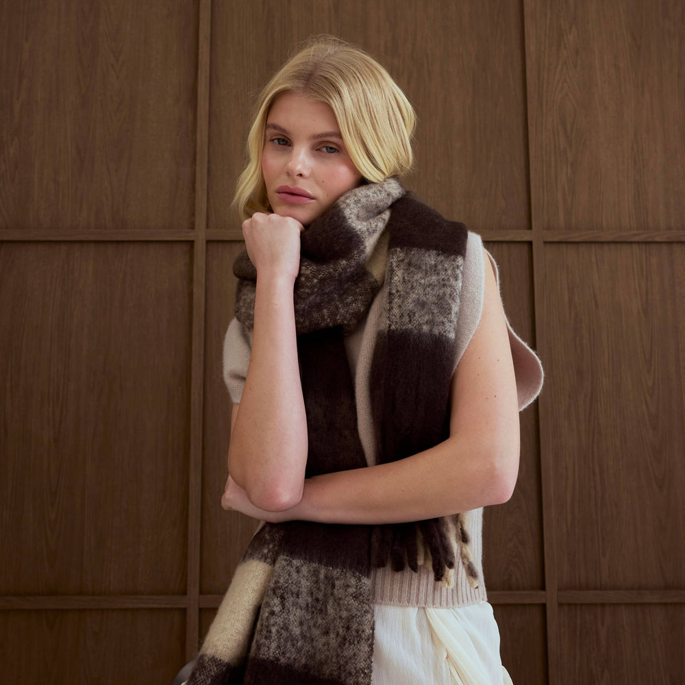 
                      
                        The Reykjavik Scarf - 100% Recycled - Brown Check
                      
                    