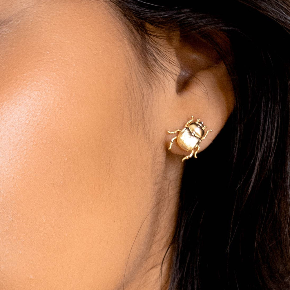 Fortune Beetle Studs - 18K Gold Plated