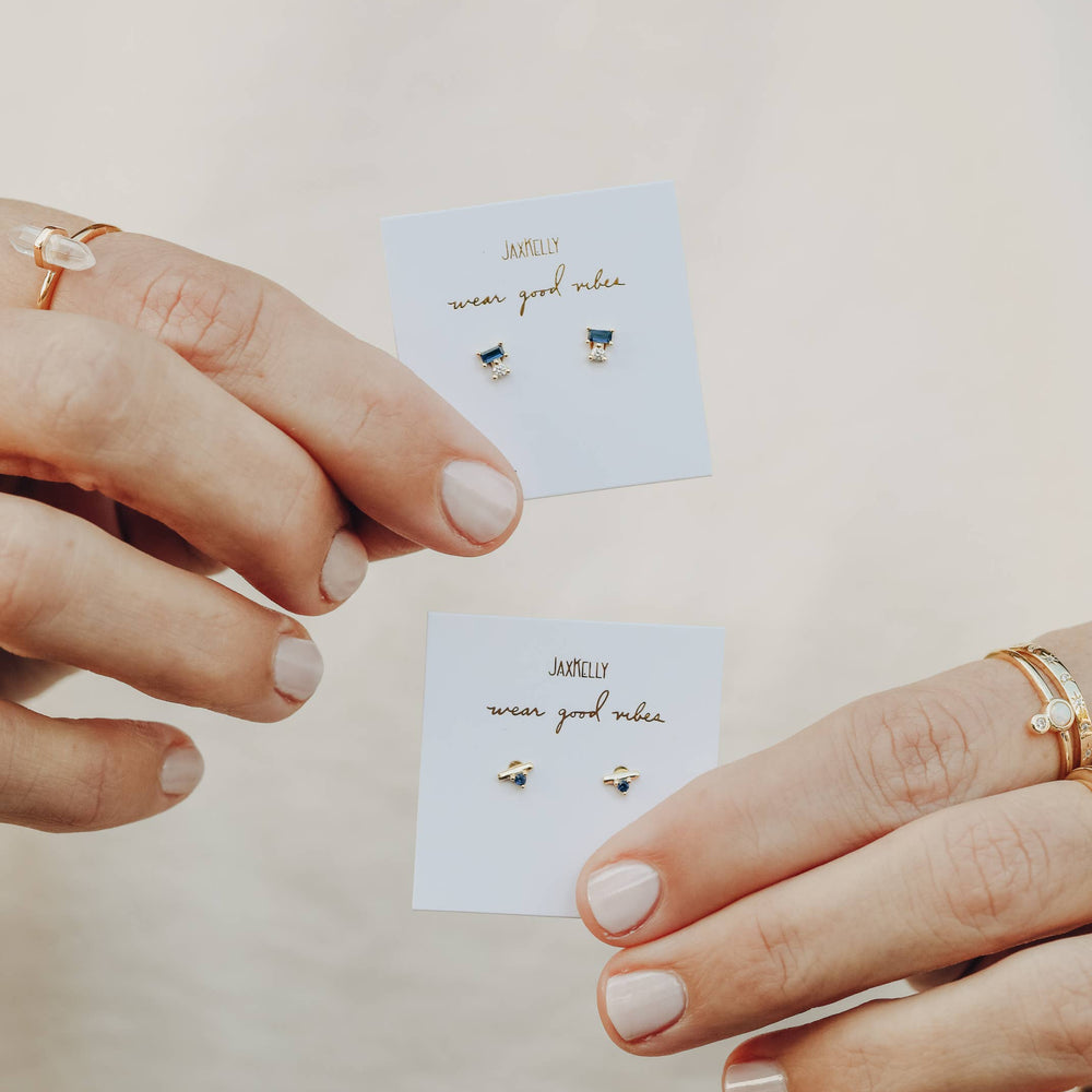 
                      
                        Double Stud Stack - Sapphire - Gold Earrings
                      
                    