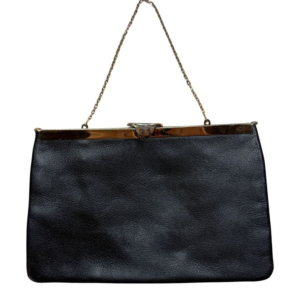 Vintage Etra Black Leather Clutch Purse