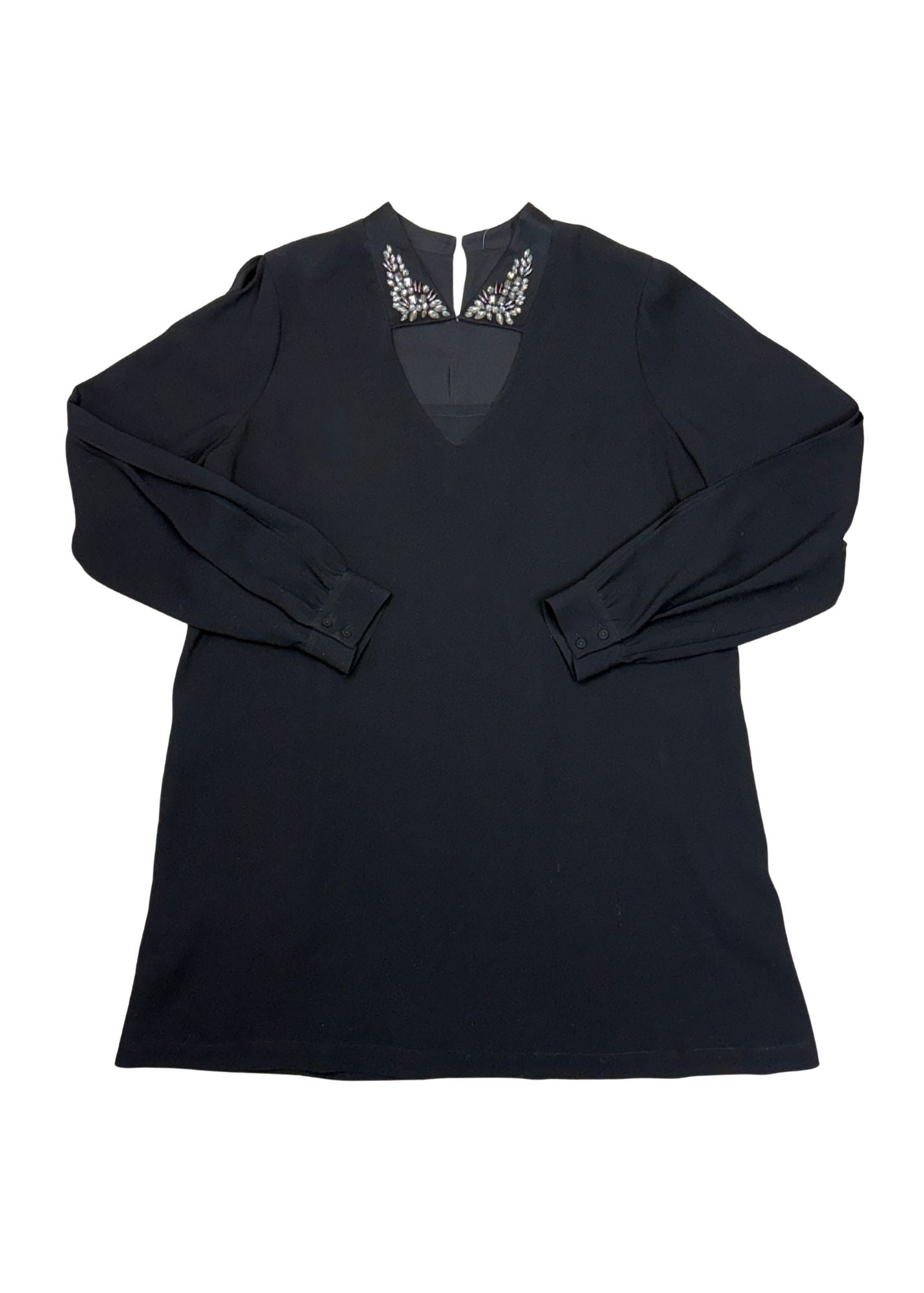 Pre-loved BCBG Black Cocktail Dress with Rhinestones - Size L