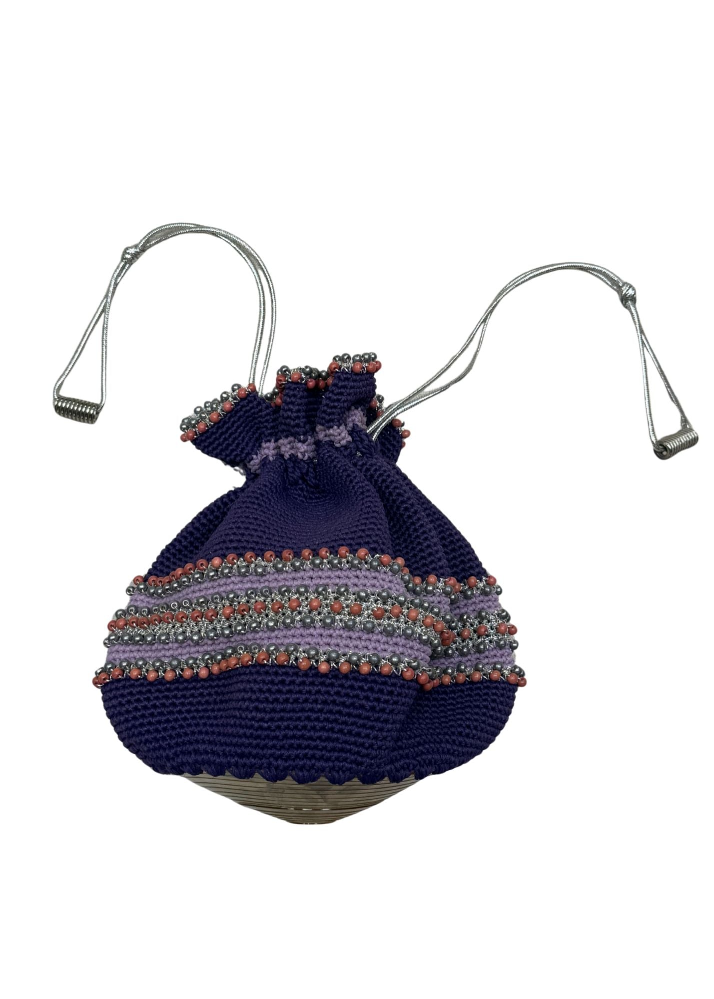 Vintage Purple Woven Bucket Purse