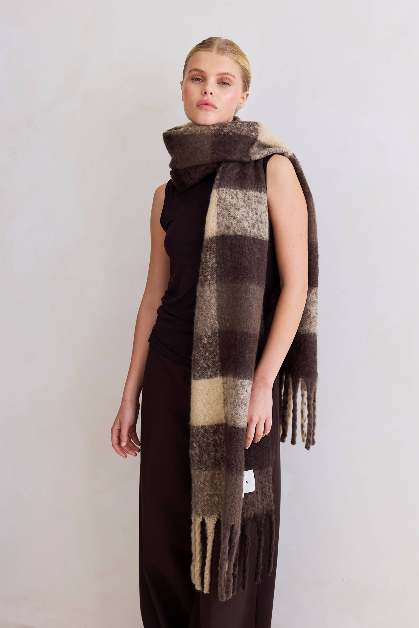 The Reykjavik Scarf - 100% Recycled - Brown Check